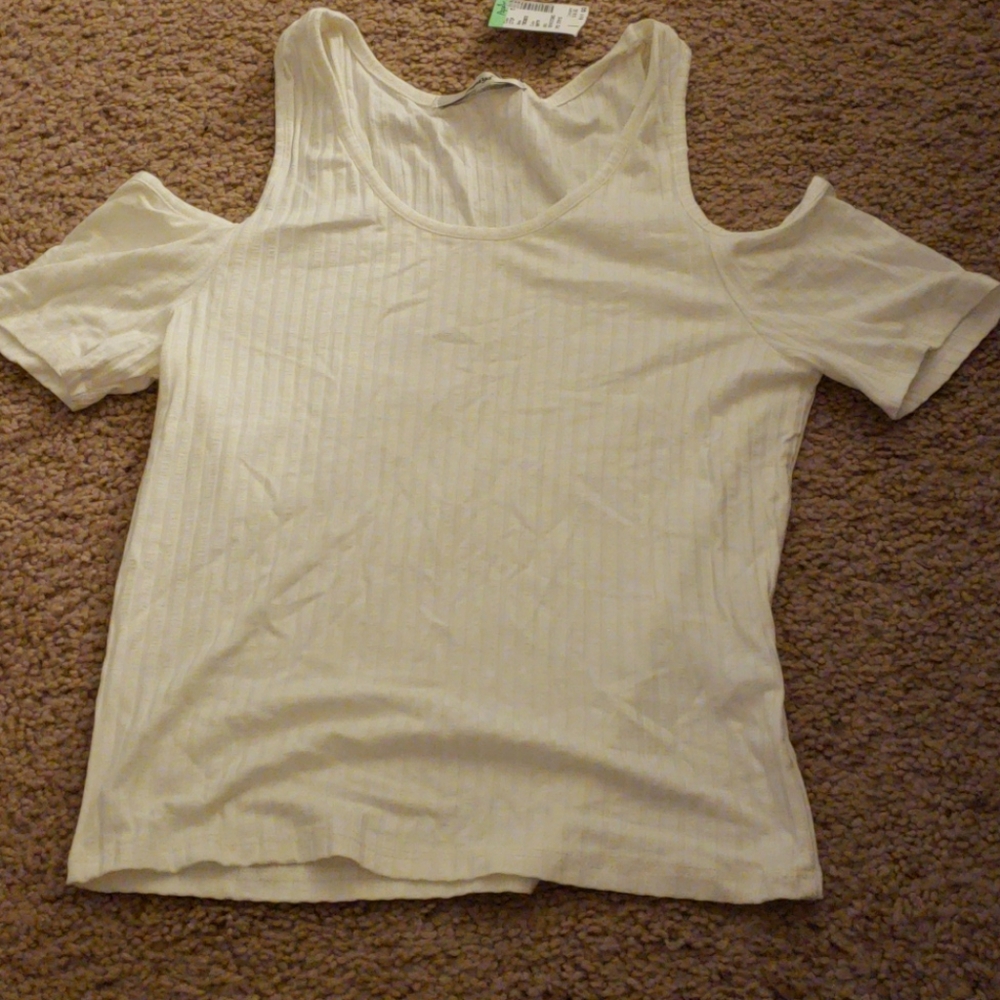 White cold shoulder top